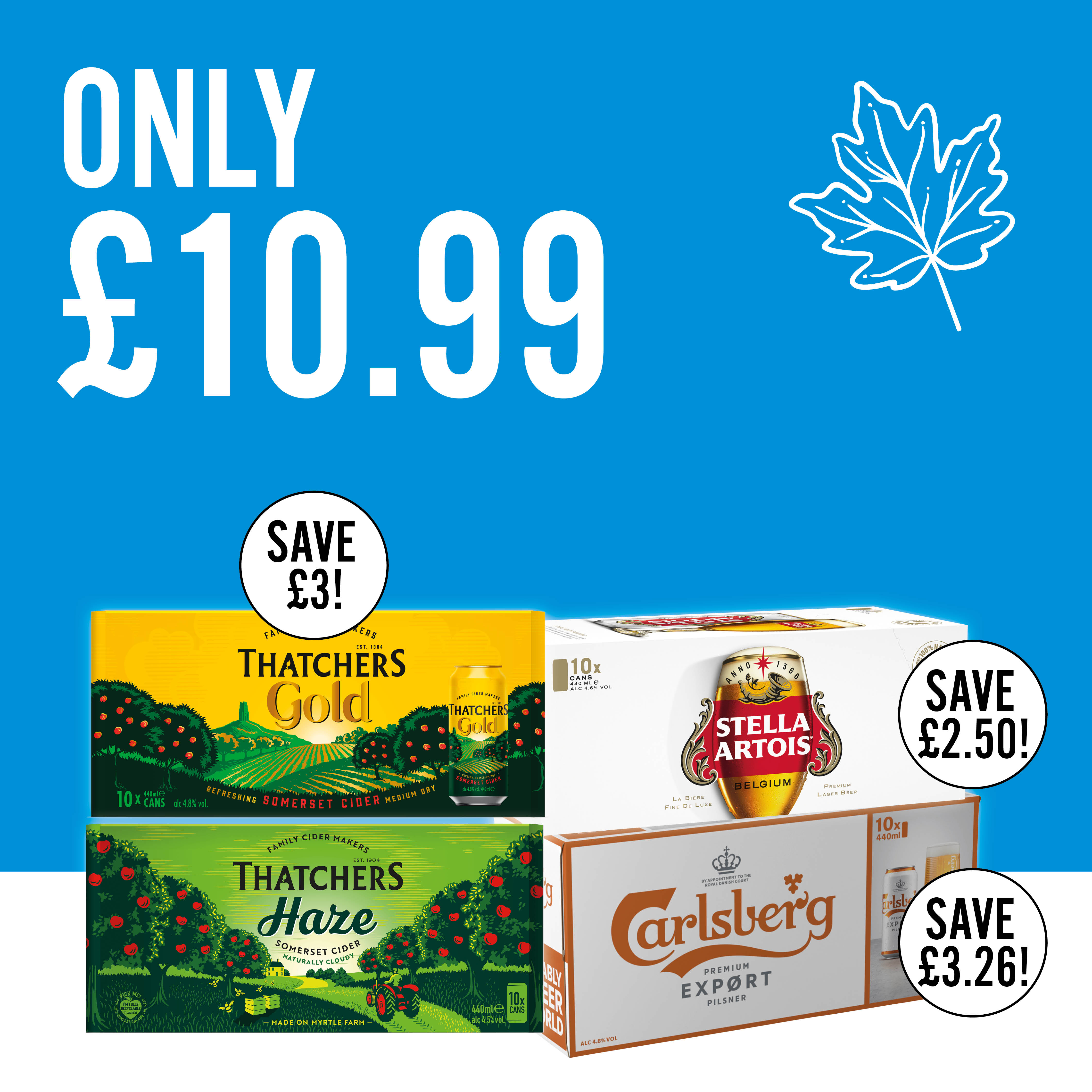 £10.99 each on beer and cider packs