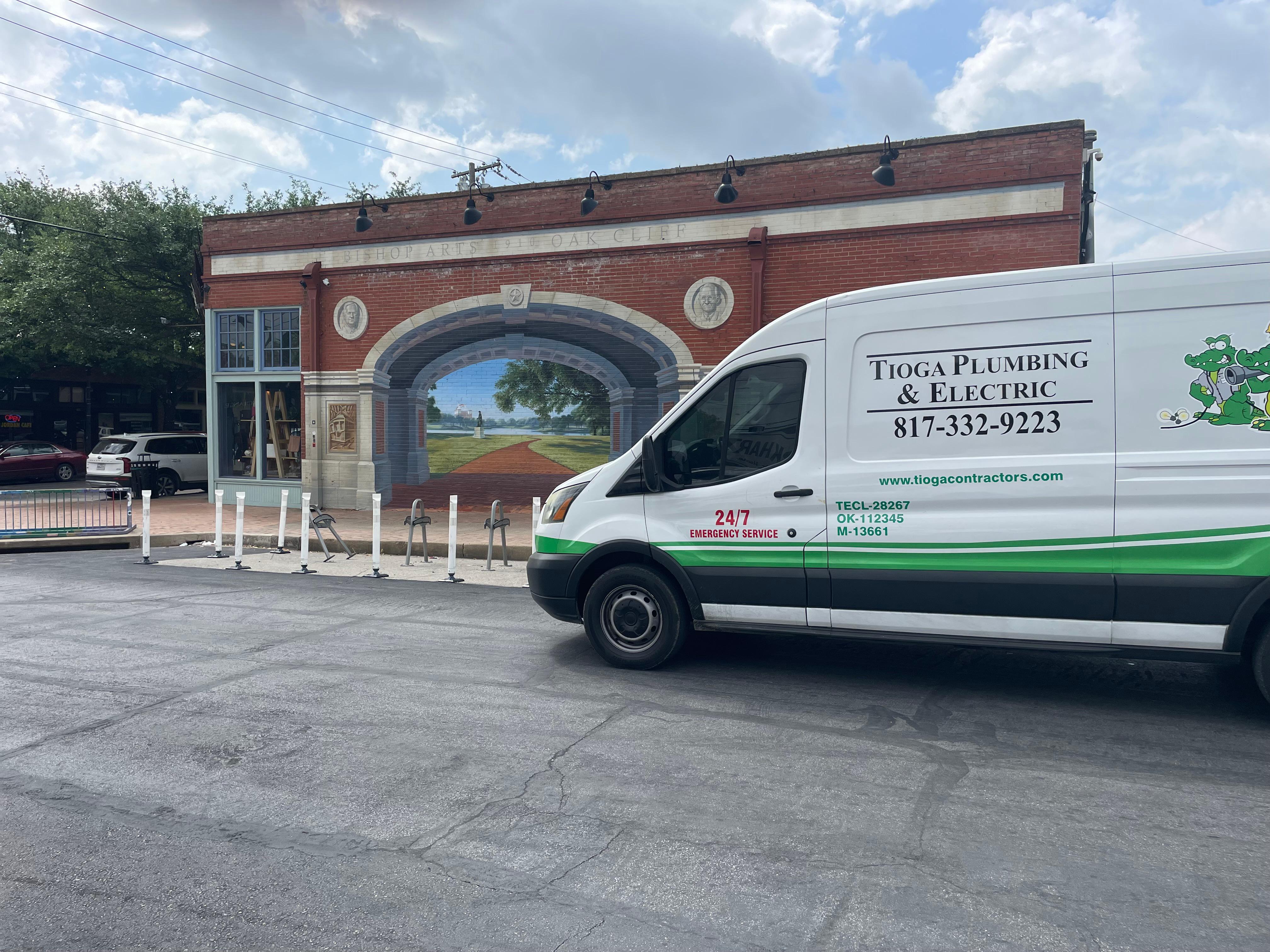 A Tioga service vehicle in Bishop Arts Oak Cliff in Dallas Texas.