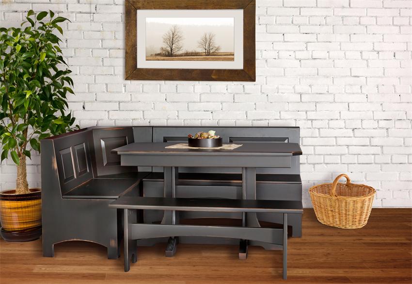 Trestle Table Corner Breakfast Nook Set