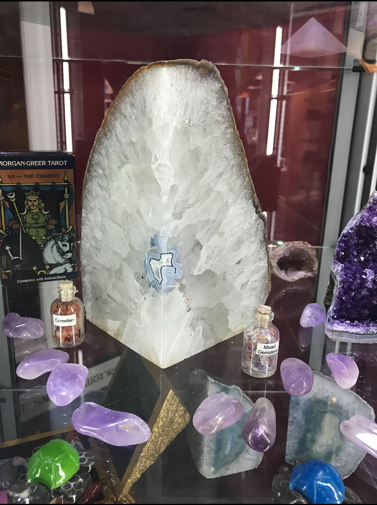 Large Clear Quartz geode with other amethyst crystals used by Psychic Lisa