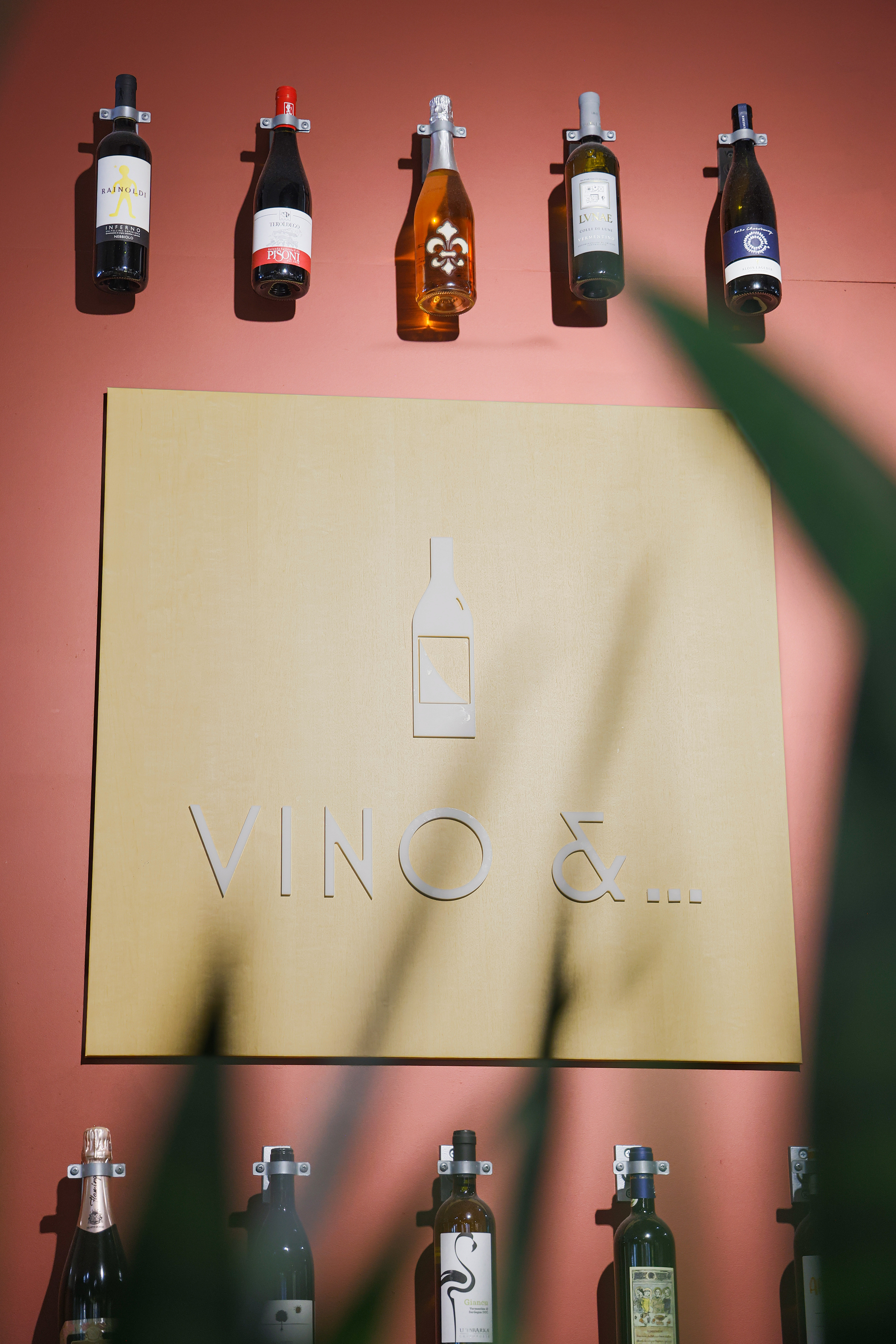 Photo of the Vino& sign. 