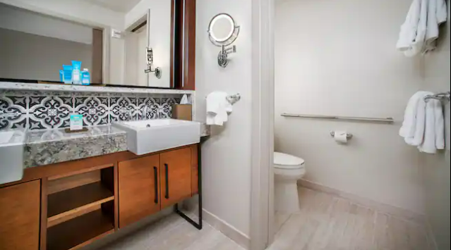 Disney's Coronado Springs Resort Tower Bathroom and separate toilet
