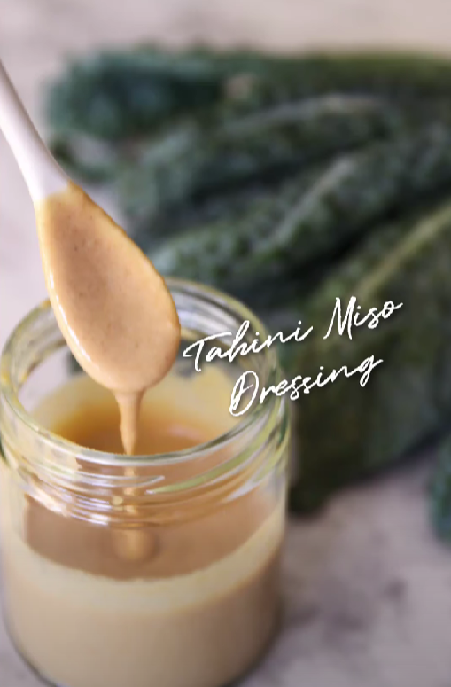 Creamy tahini miso dressing from Chef Darin&rsquo;s Kitchen Table blends white miso, lemon, honey, and tahini into a bright, savory sauce perfect for grilled vegetables, slaws, rice bowls, and wraps.