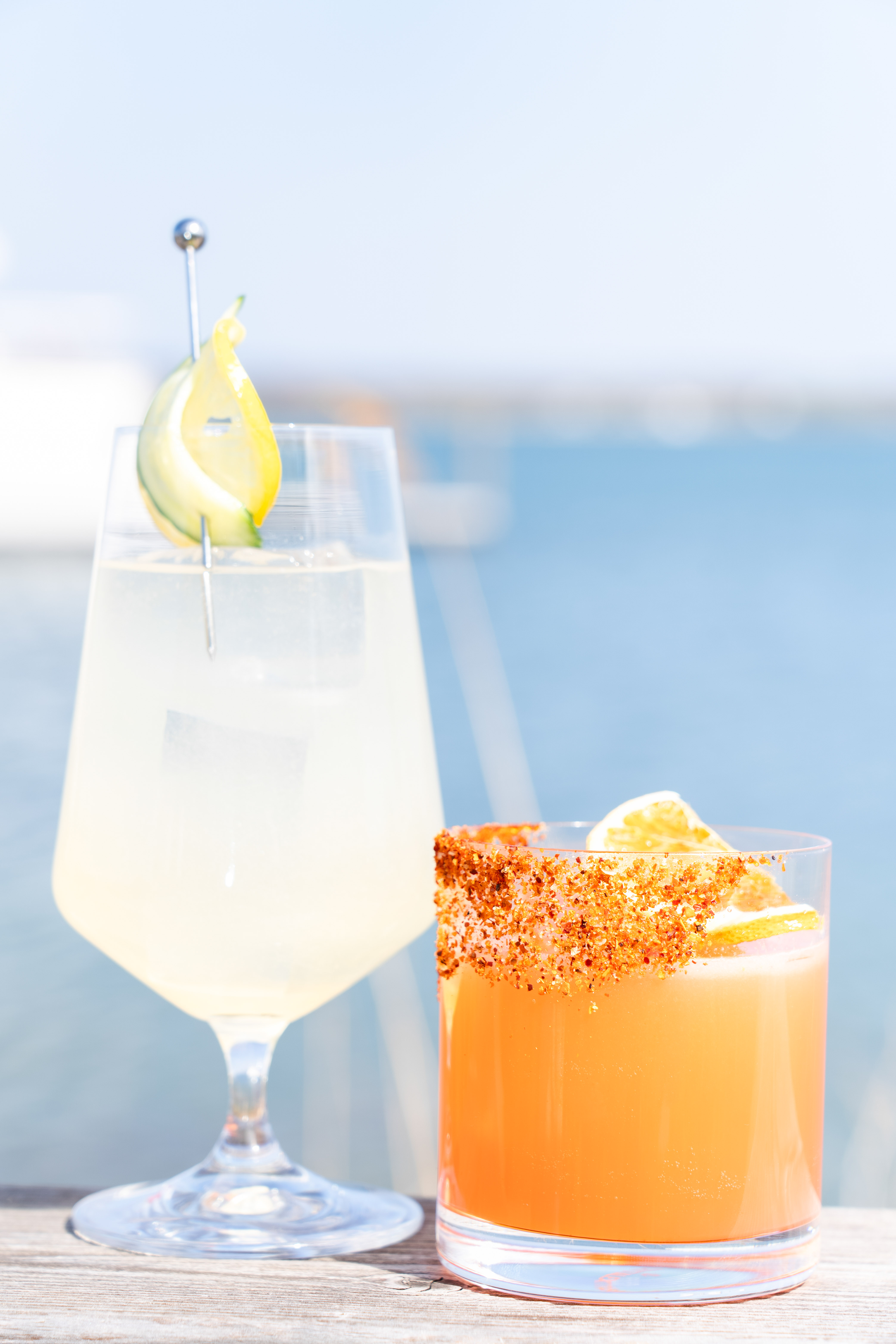 Cocktails overlooking the water at Alba Spiaggia in Montauk.