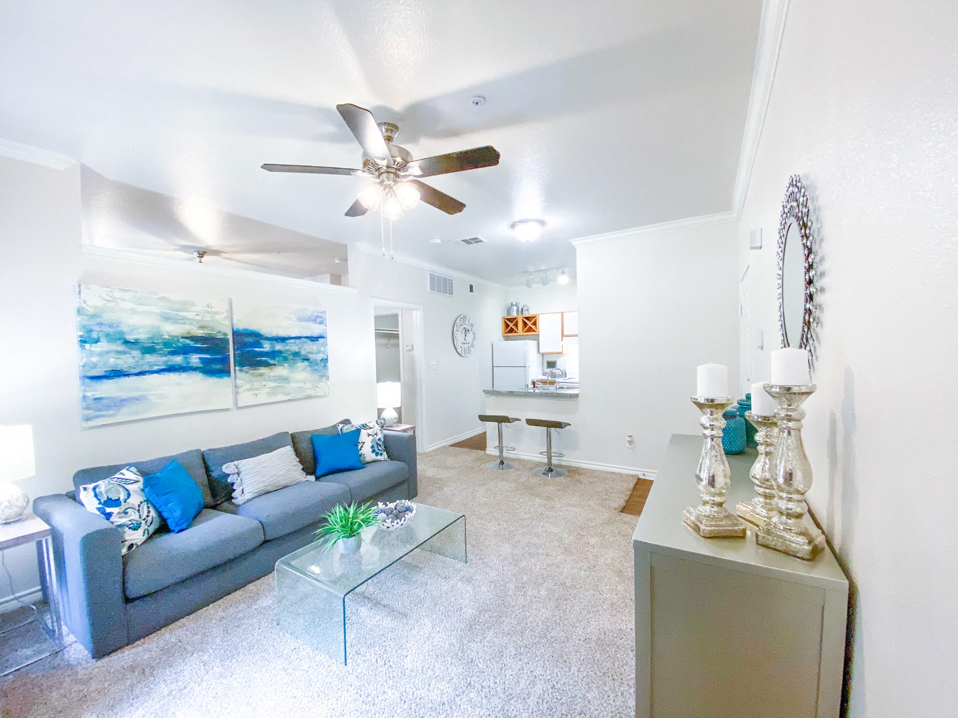 Modern Living Room with white walls