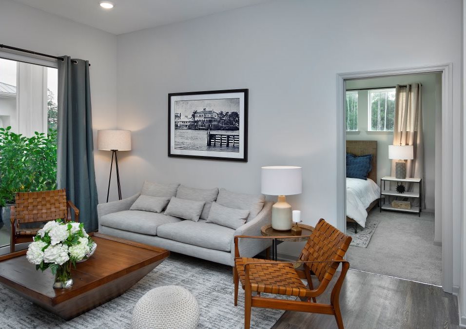 Large Open Floorplans with Ceiling Fans in Living and Bedroom Areas at The Edison Apartments