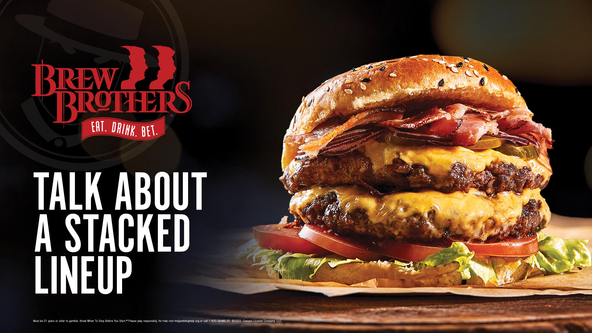 Stacked burgers can be found at Brew Brothers in Horseshoe Black Hawk