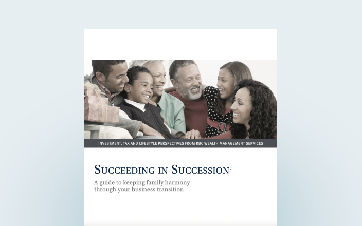 Cover of the succeeding in succession workbook featuring a multigenerational family.