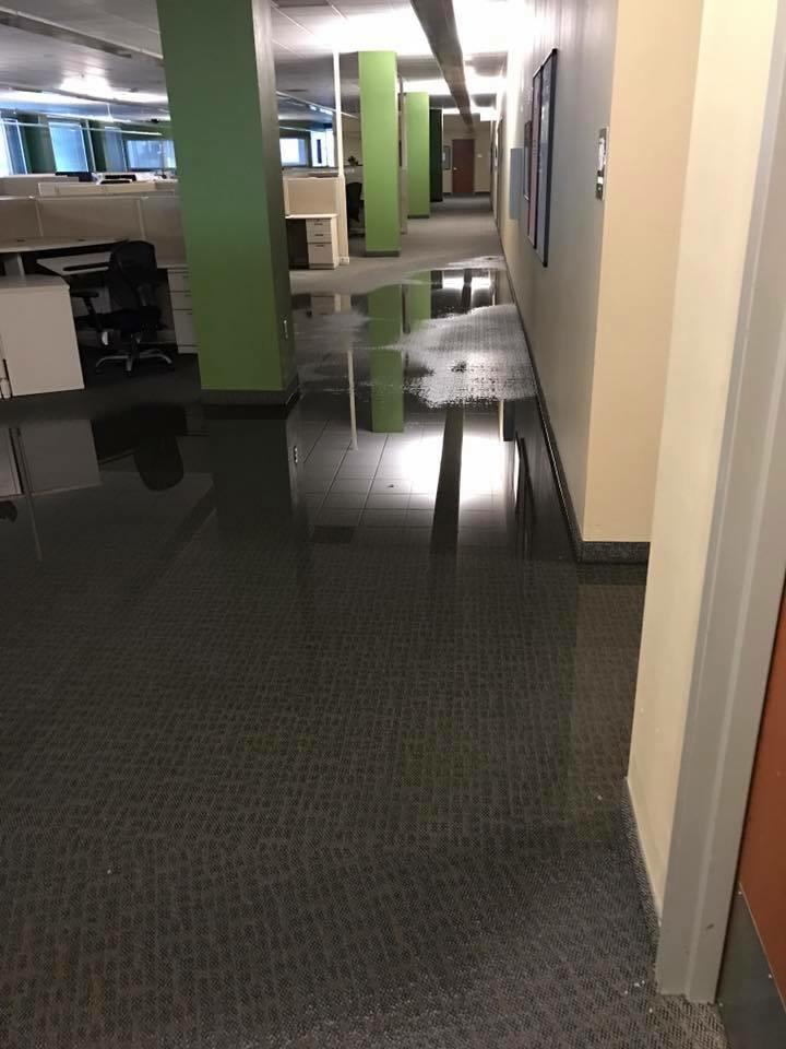 Arriving at a severe water loss in a commercial building.