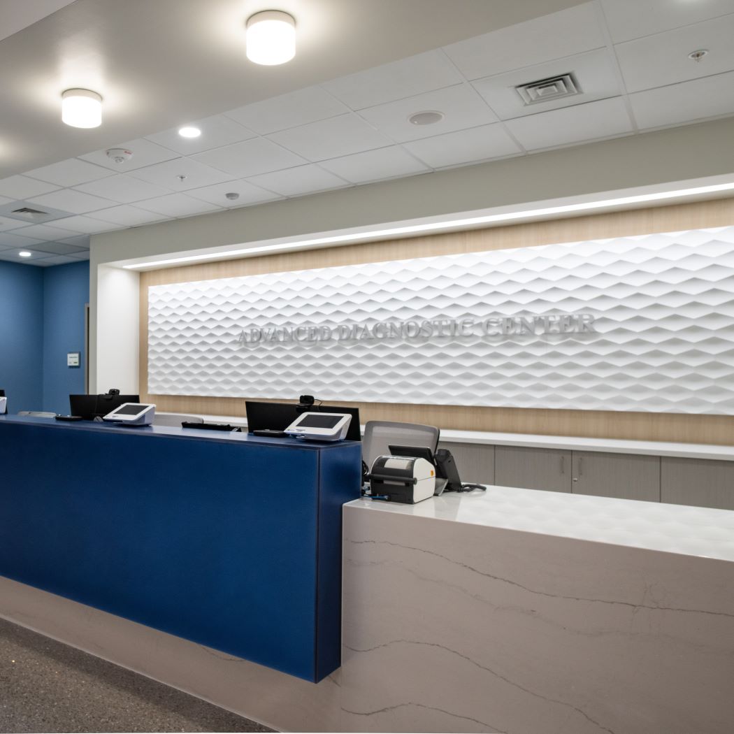 Patient check in/check out counter at Advanced Diagnostic Center
