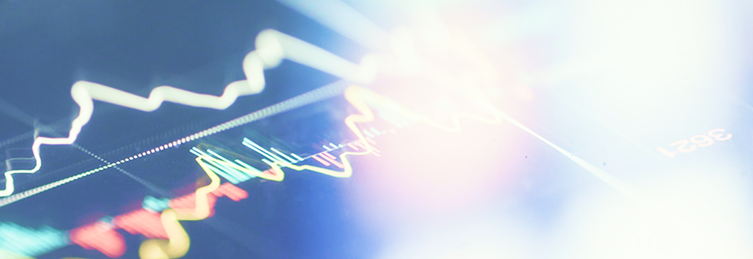 A stock ticker on a screen.