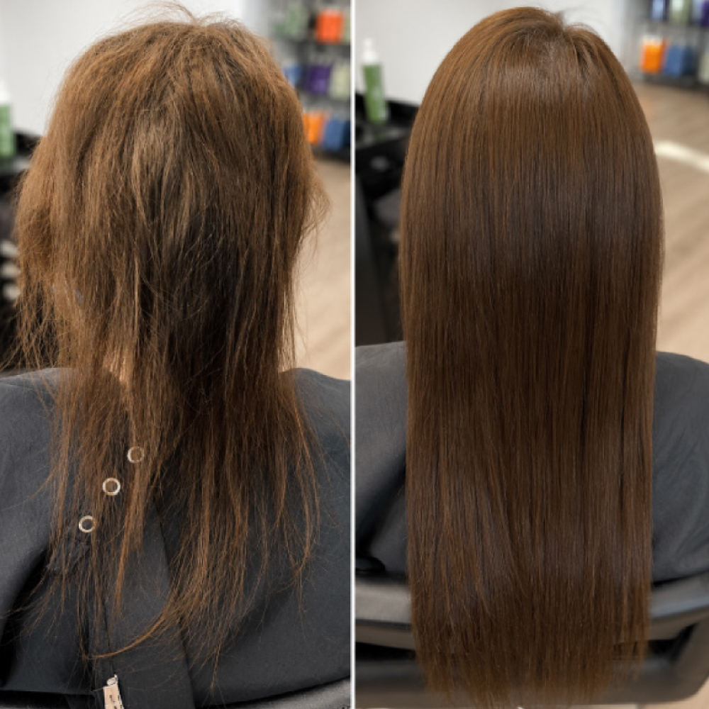 Professional tape-in hair extensions at Avissa Salon in Ann Arbor transformed fine, uneven hair into 