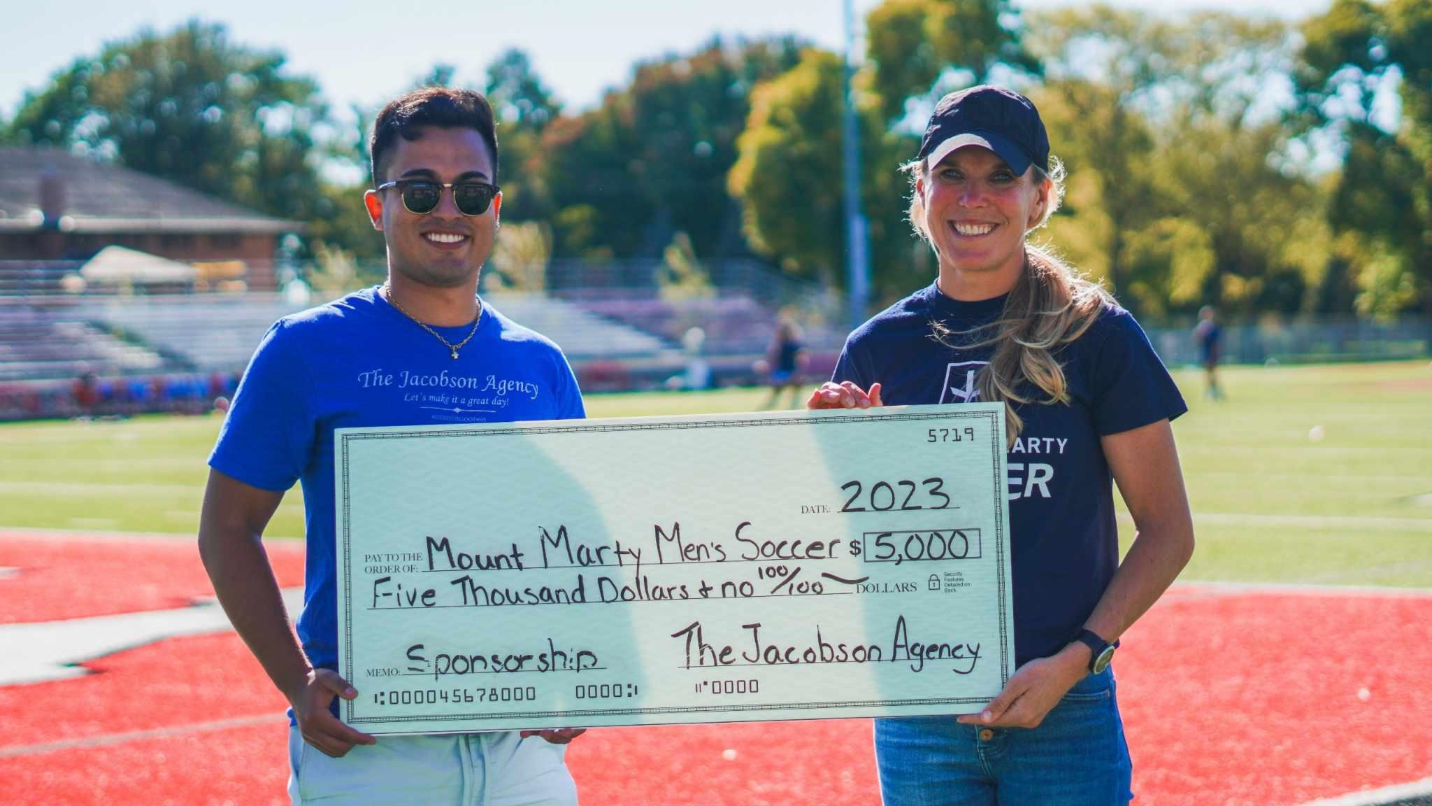 2023 Helping Hands Grant to Mount MartyUniversity Men's Soccer Team