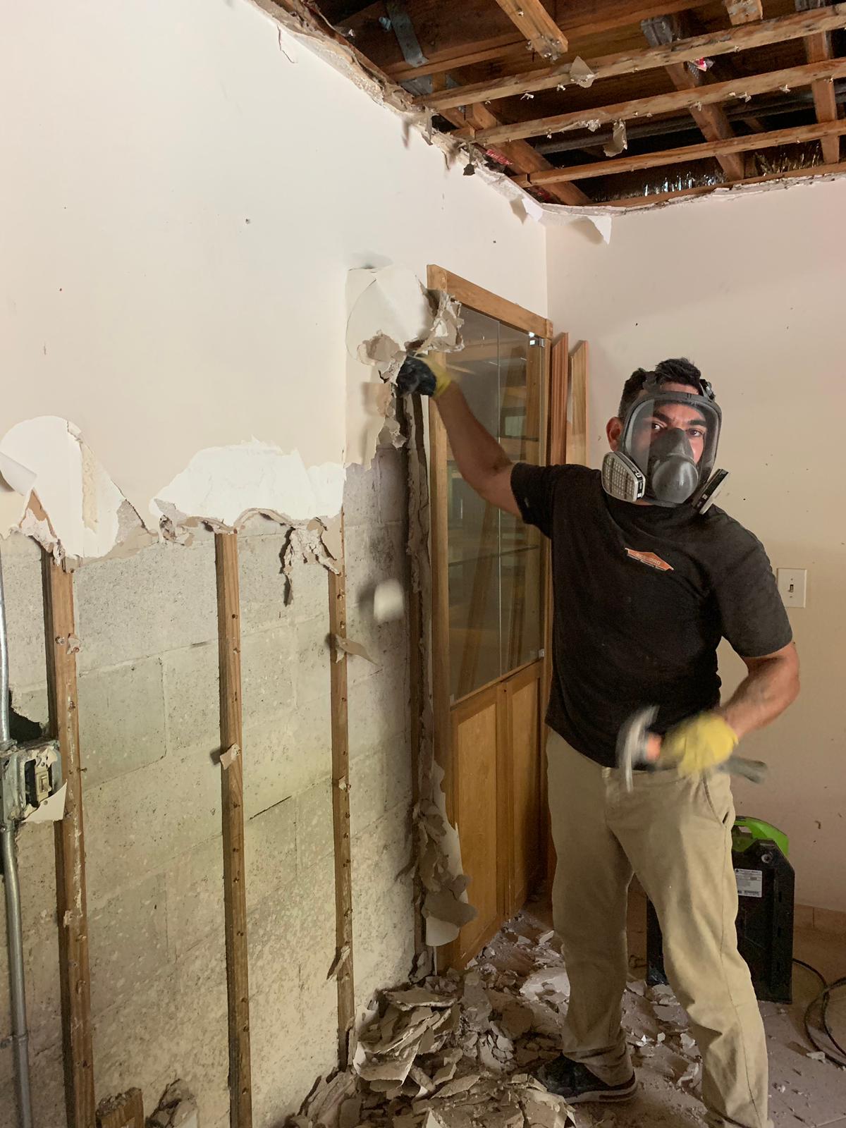 Mold remediation in a workspace.