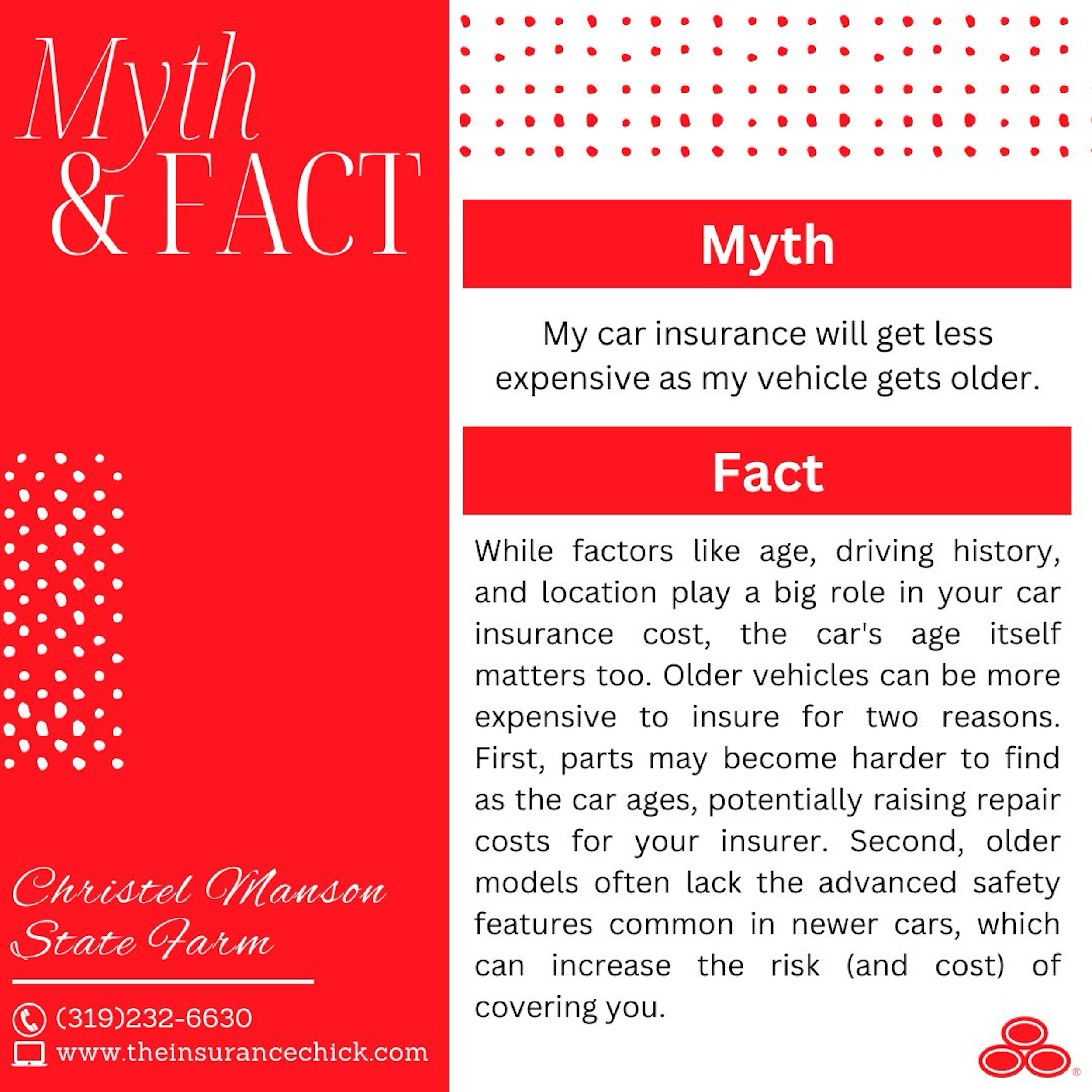 Is your car aging like a fine wine? Great! But unlike wine, older cars can mean pricier repairs and potentially a higher insurance rate. We can help you navigate the changes