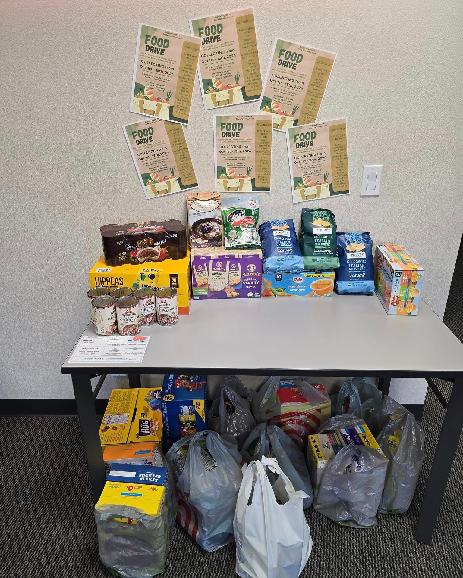 I would like to thank everyone who participated in our local food drive. Your support has enabled us to provide meals for several families throughout this month. #duggerhasyoucovered #escondidocalifornia #interfaith