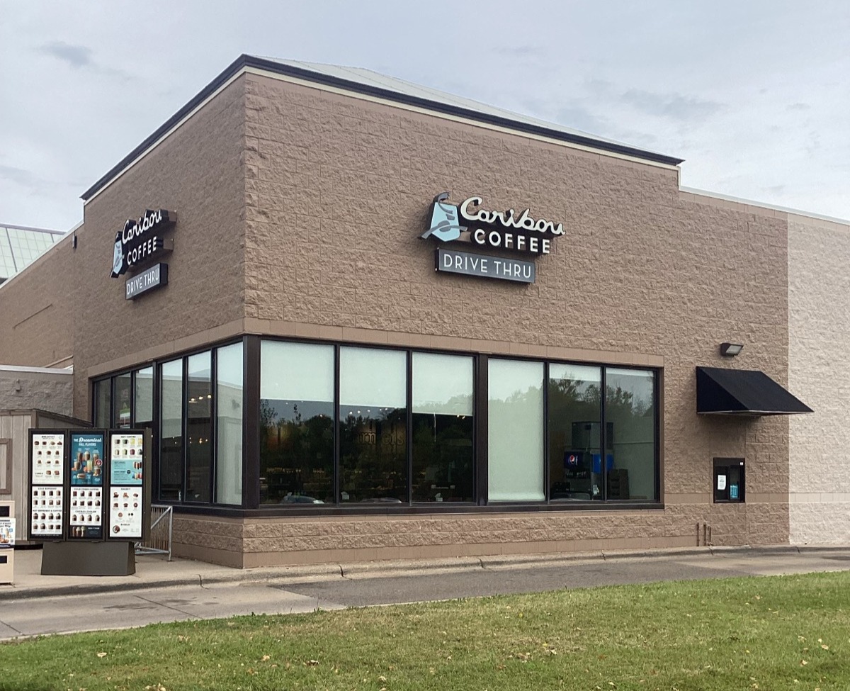 Storefront of the Caribou Coffee at 19425 Evans St NW in Elk River