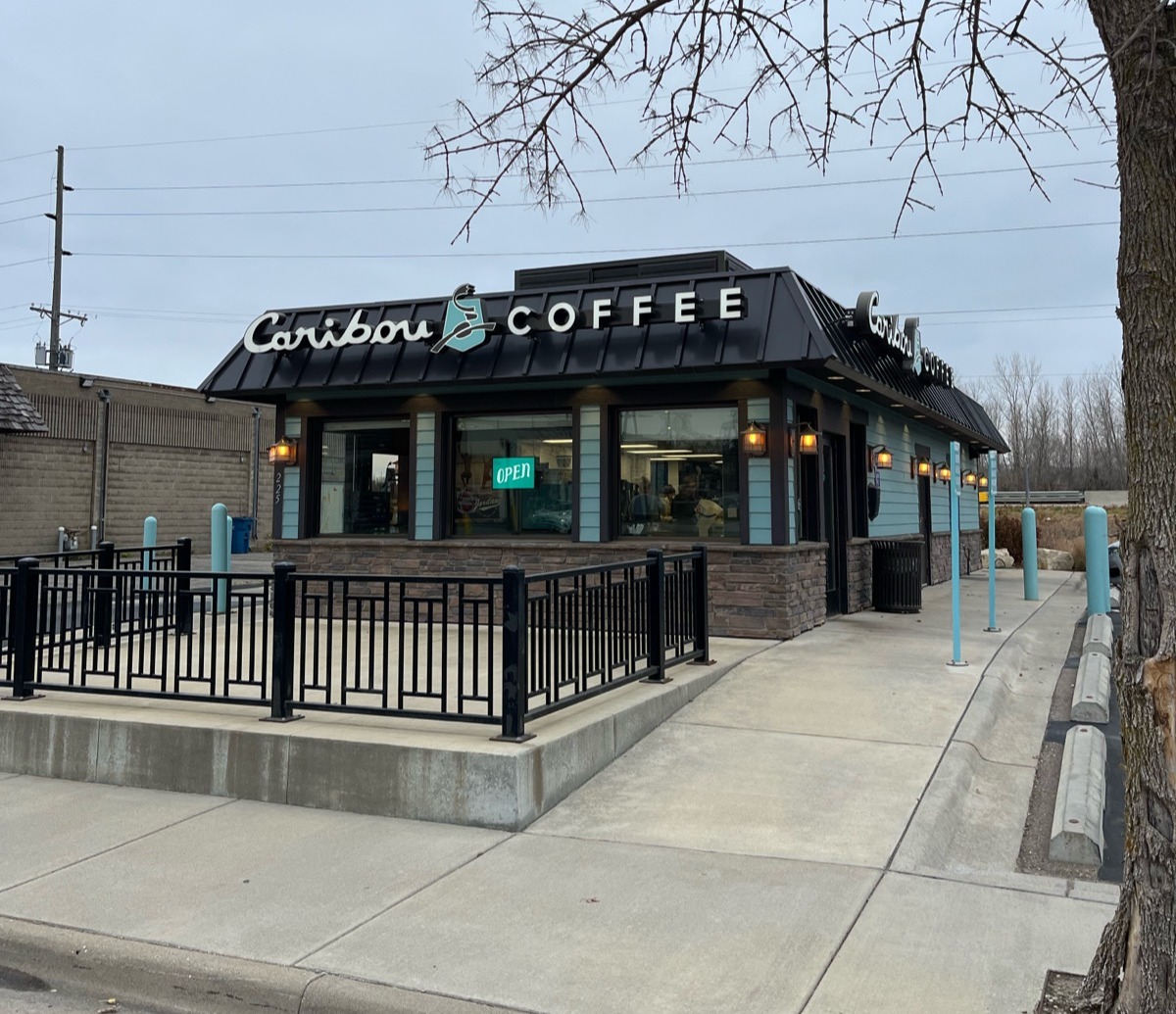 Storefront of the Caribou Coffee at 225 Triangle Lane N in Jordan