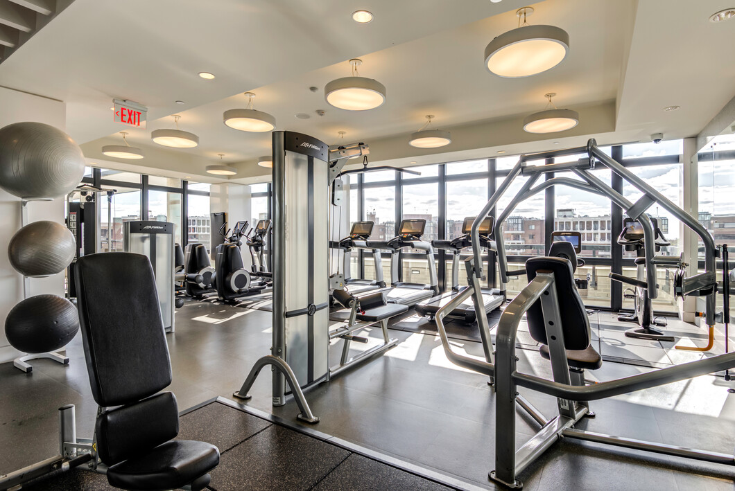 Our fitness center has a ton of natural light