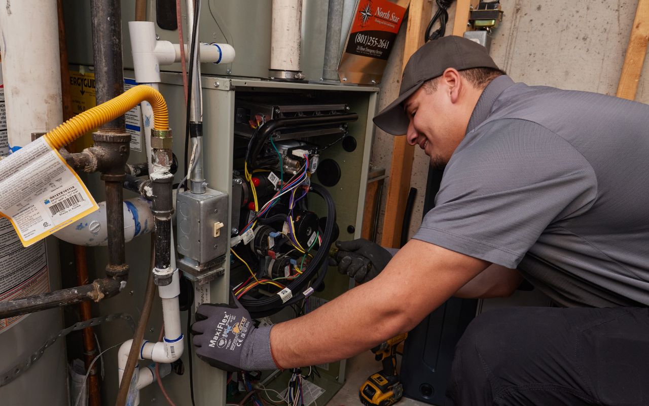 AC repair in Sandy, Utah by a North Star Heating & Air Conditioning technician.
