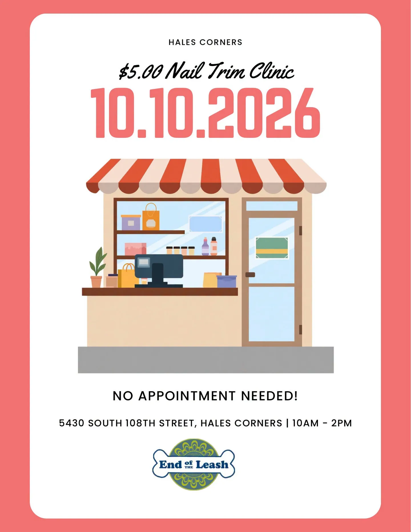 Image of Local Pet Event Walk-In Nail Clinic - HALES CORNERS! Nearby