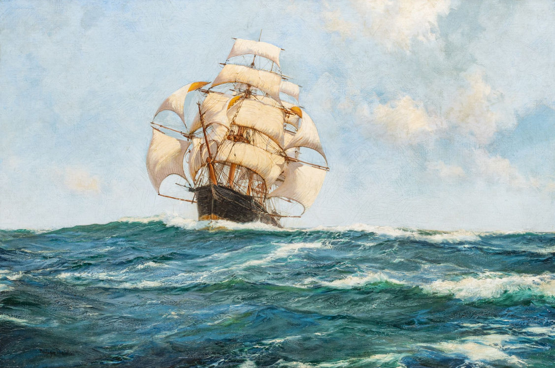 Ship sailing on the ocean oil painting