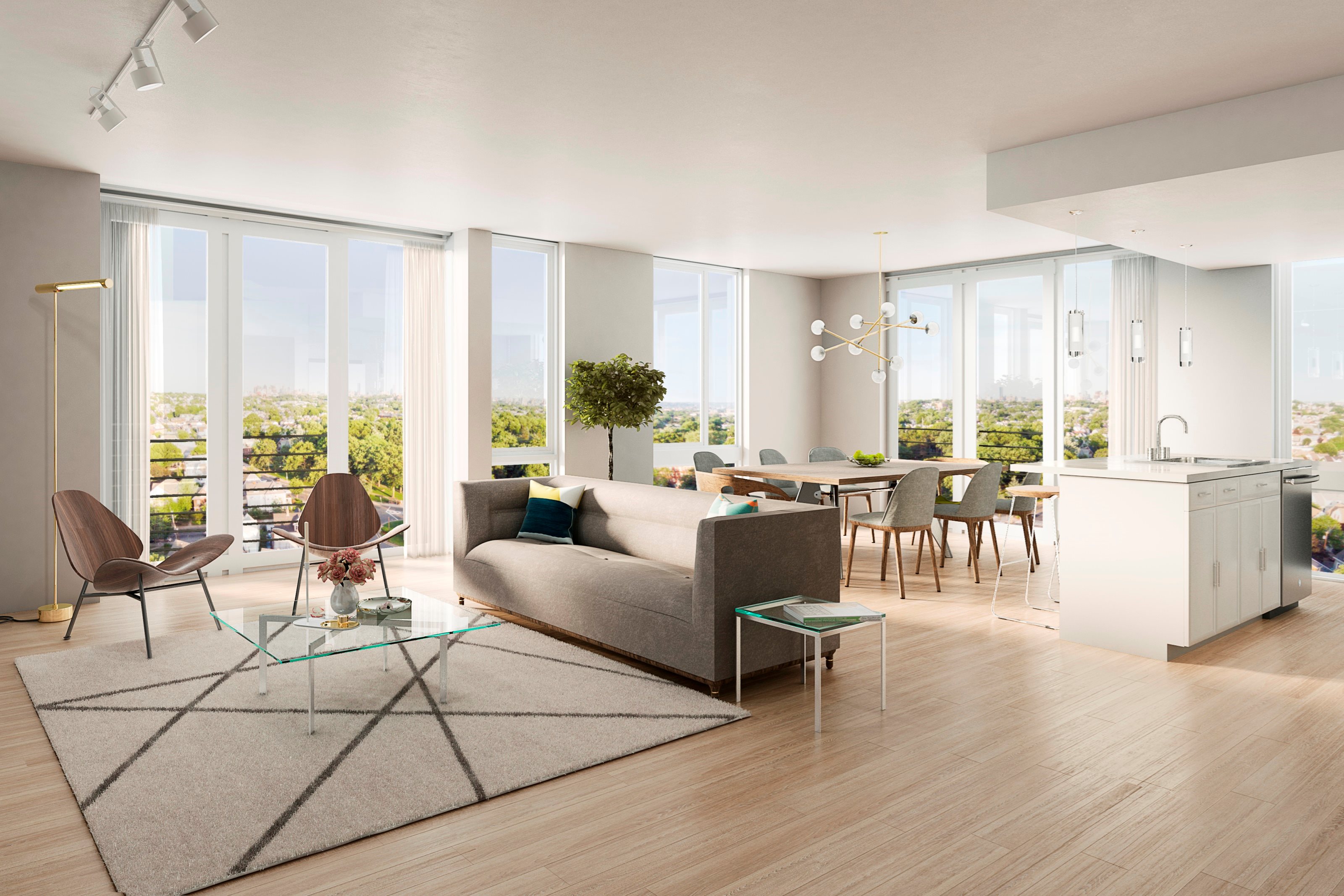 Hardwood Floors Kitchen and Living Room