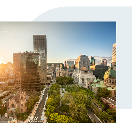 Aerial shot of Montreal, Quebec.