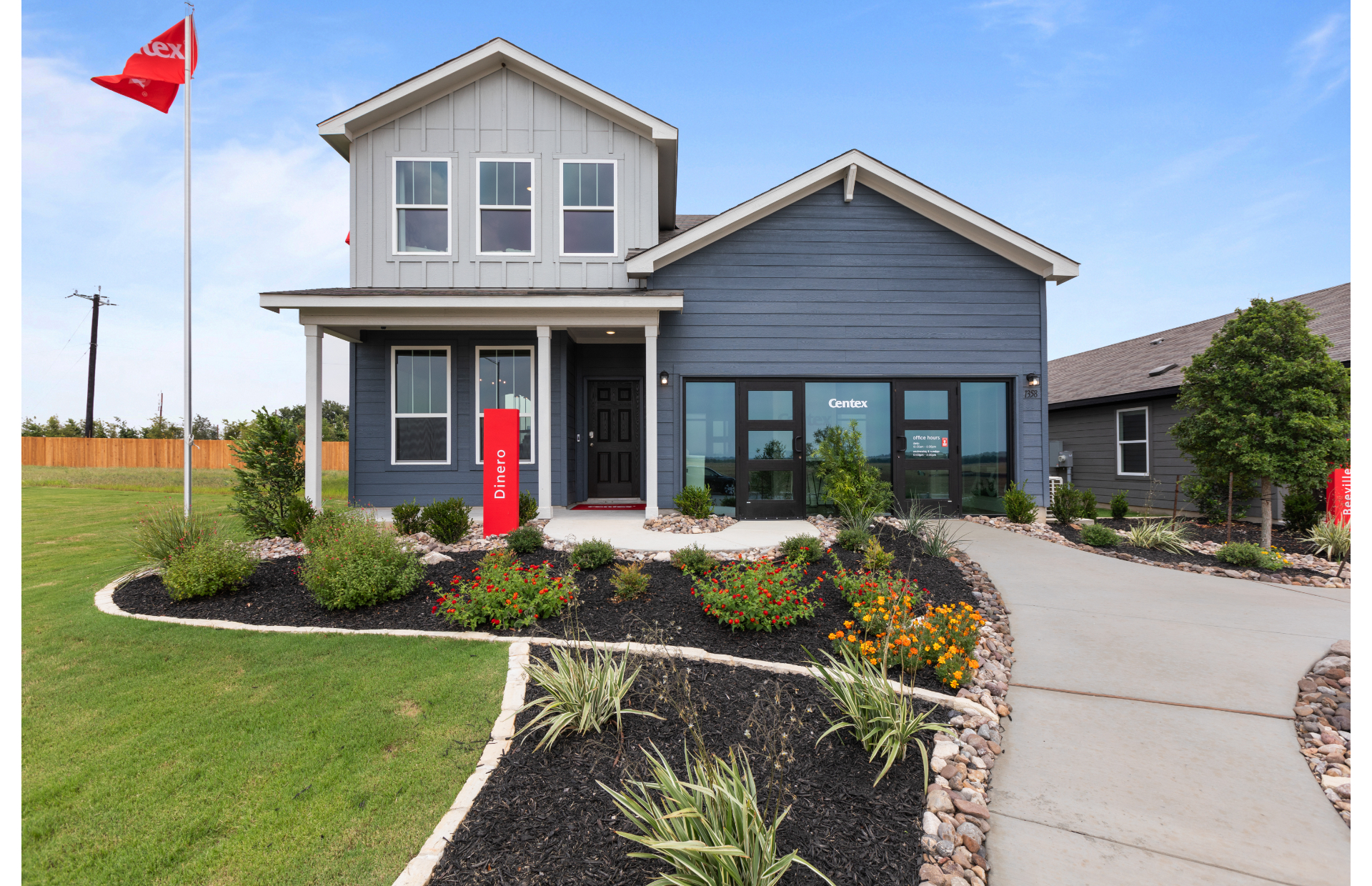 Stunning two story exterior of Dinero model in new build communities in Vista Real at Converse, TX