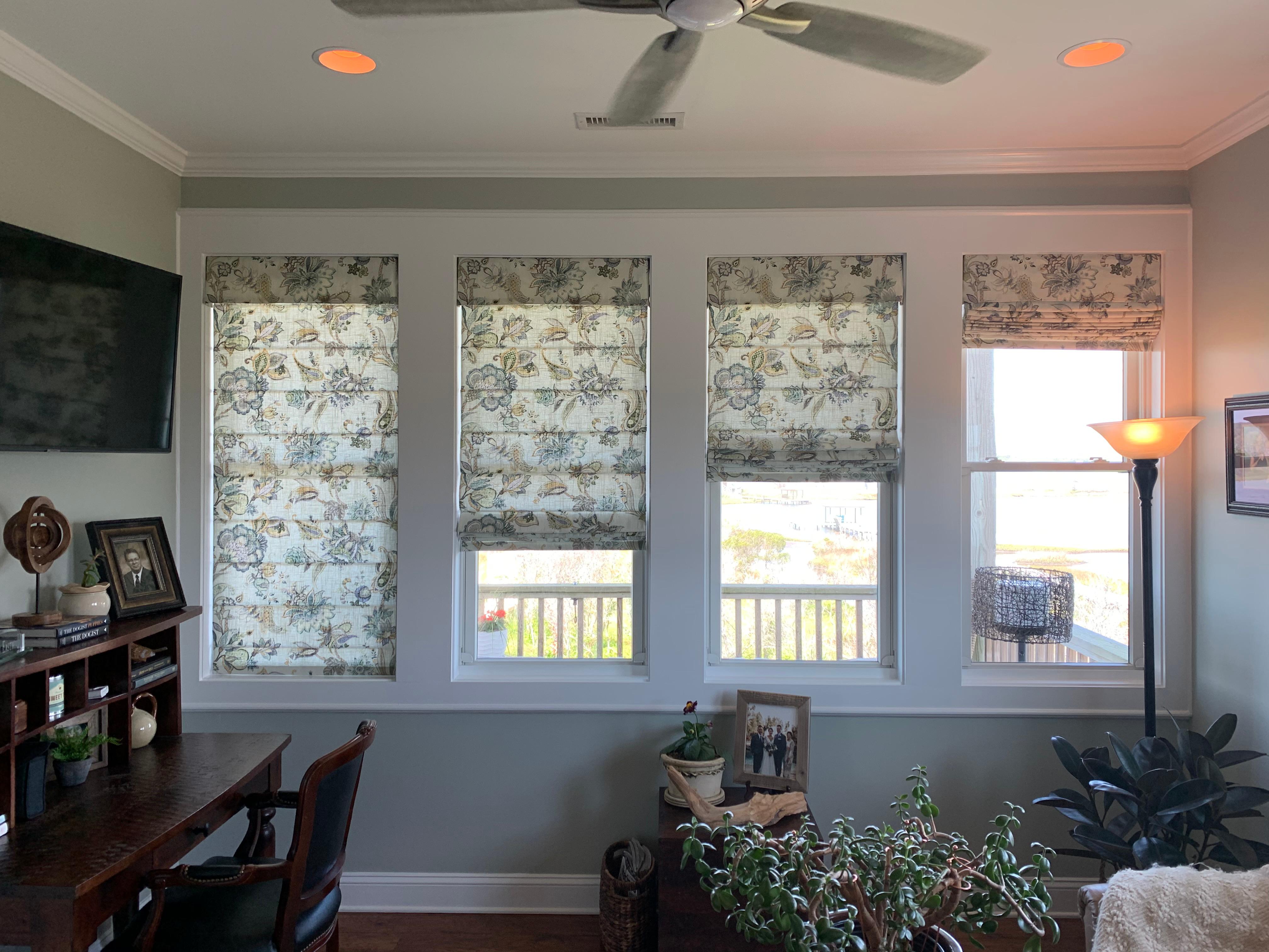 Knife Pleat Roman Shades with Cordless Control