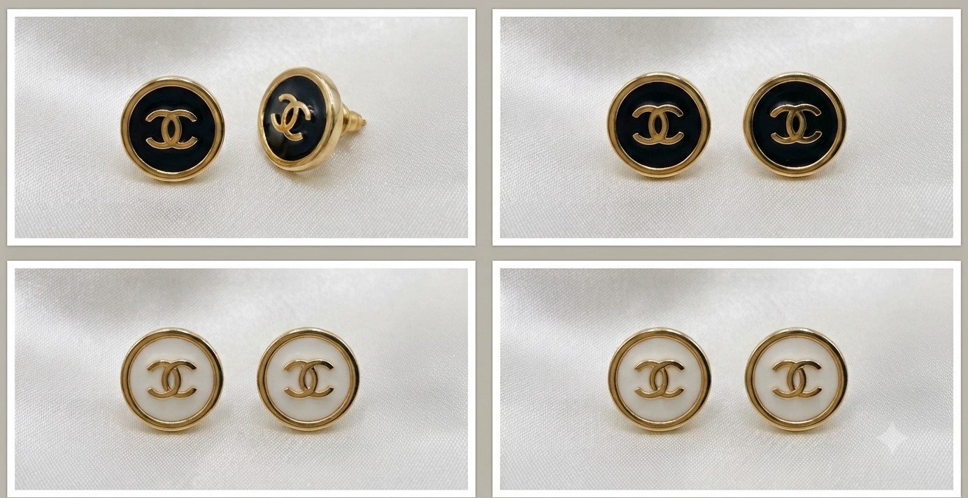 The Rope Luxe Stud Earrings feature a black enamel center framed by a textured gold rope border, combining classic design with bold, refined details for everyday wear.