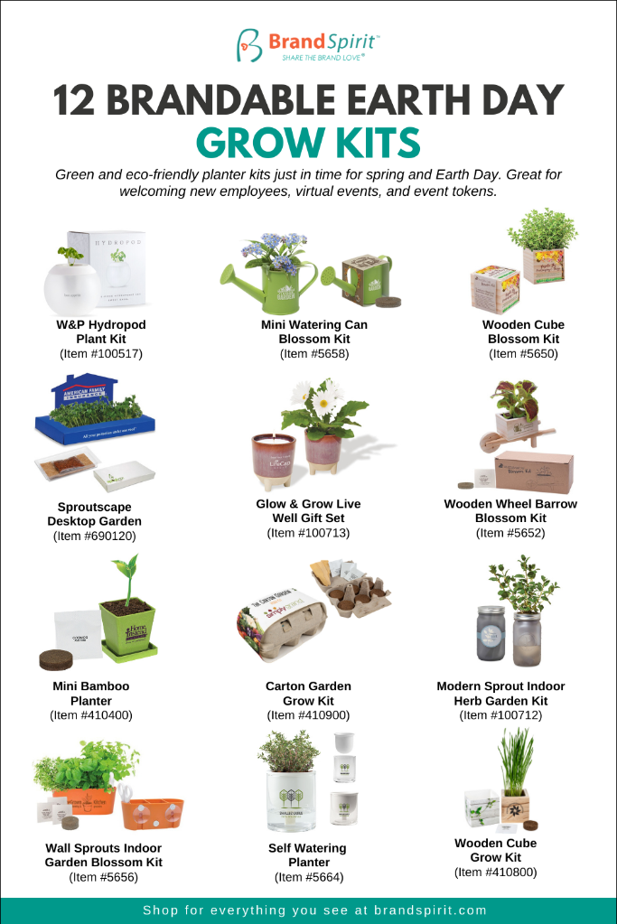 Eco-friendly grow kits and planters. Brandable grow kits and planters with logo imprinting. Great for desks and kitchens.