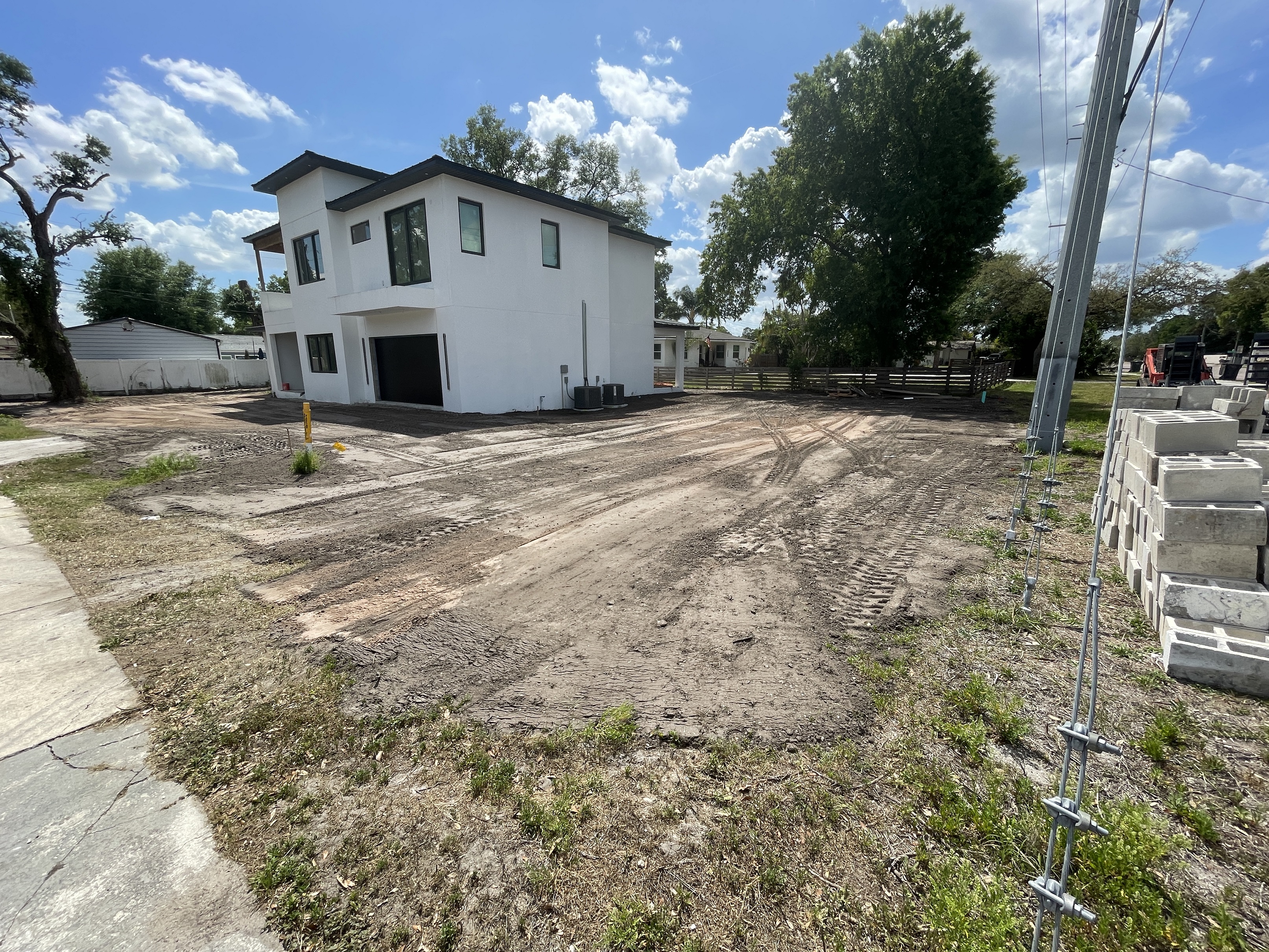 New home construction lot cleaning and grading
