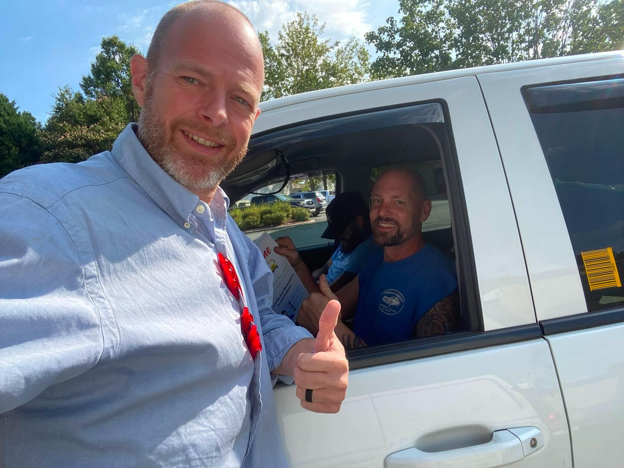 Look who Nate ran into yesterday. It was great seeing Tom from Toms Mobile Auto Body and Glass. We love connecting with people in the Charlottesville community and appreciate our local businesses.