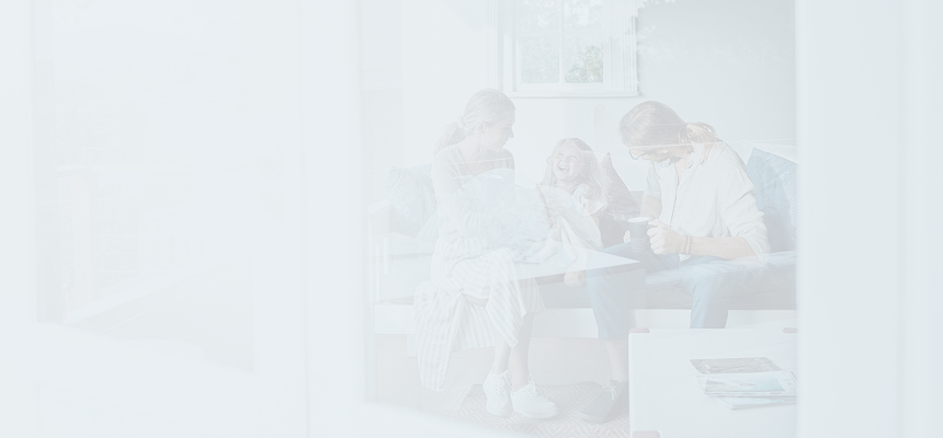 Family laughing together.