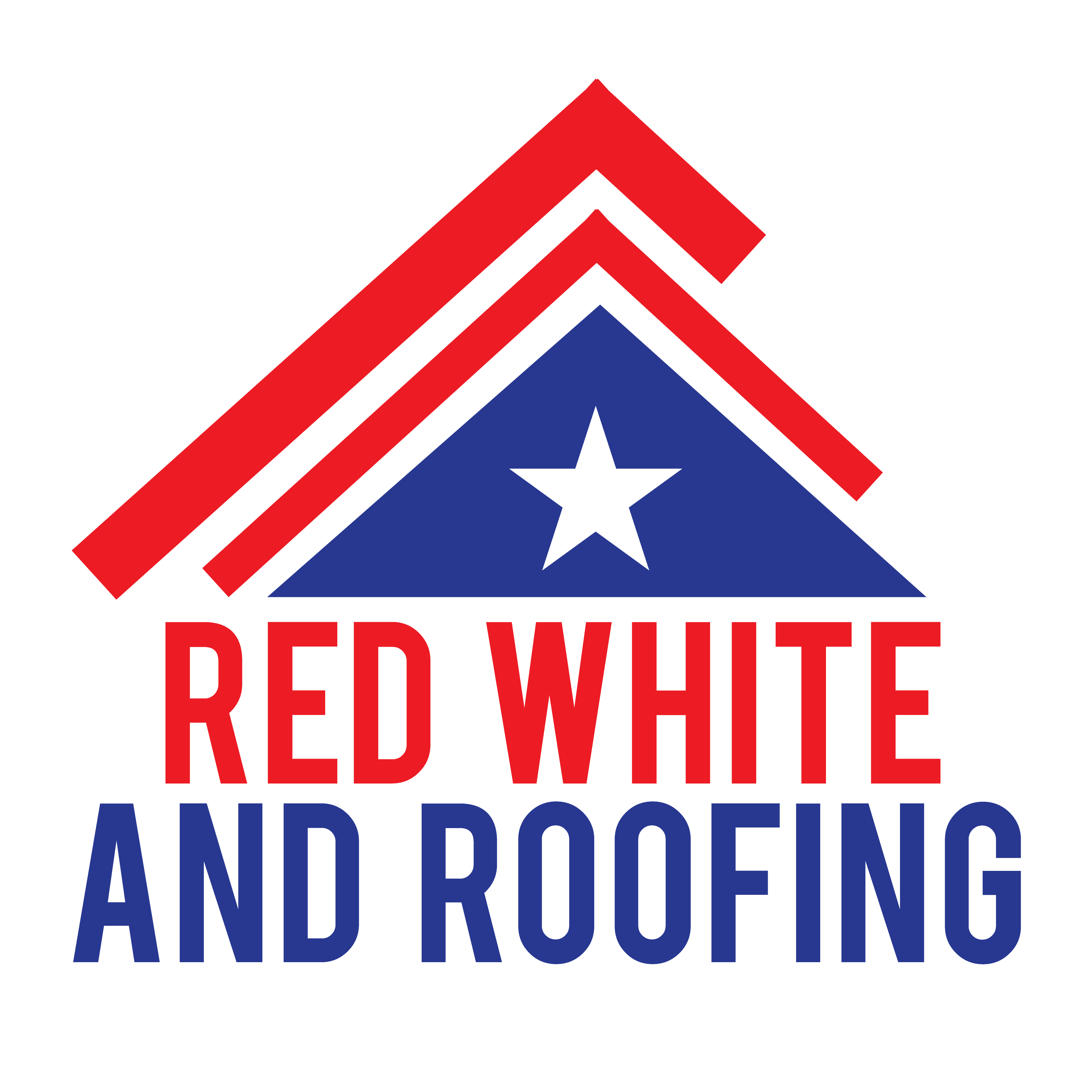 Red White and Roofing Logo