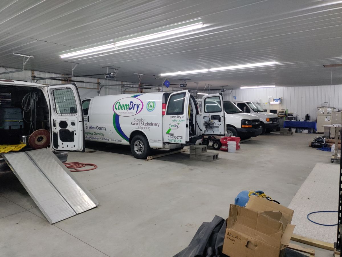 chem-dry of allen county cleaning services inside shop picture cleaning services vans