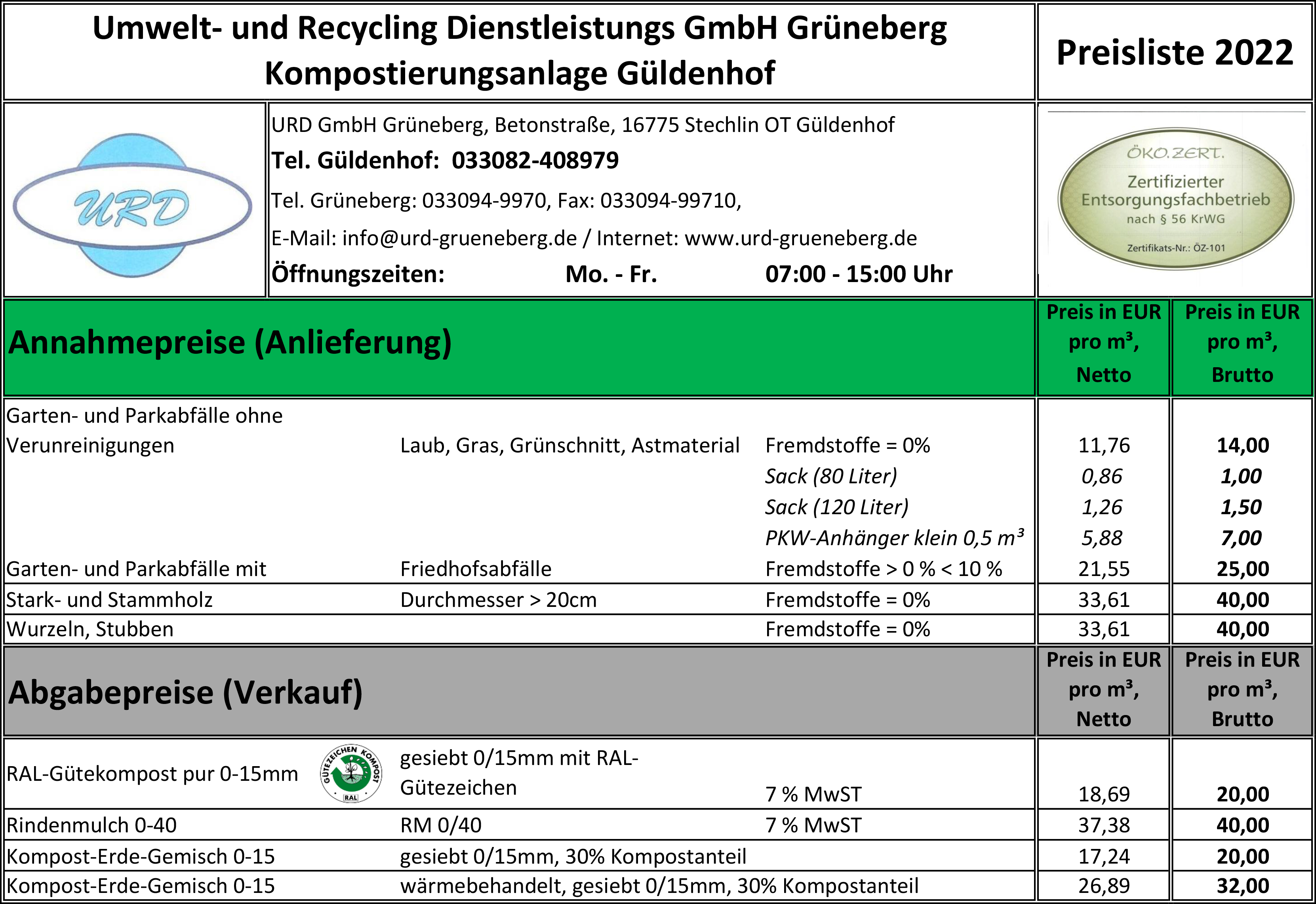 URD GmbH Kompostieranlage Güldenhof, Betonstraße 1 in Stechlin
