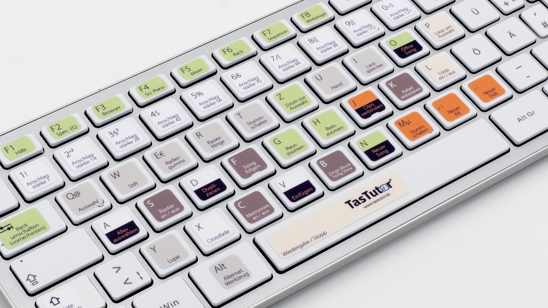 TasTutor - Reason Tastatur / Tastaturaufkleber / Sticker Nahansicht links - hier auf deutsch kaufen