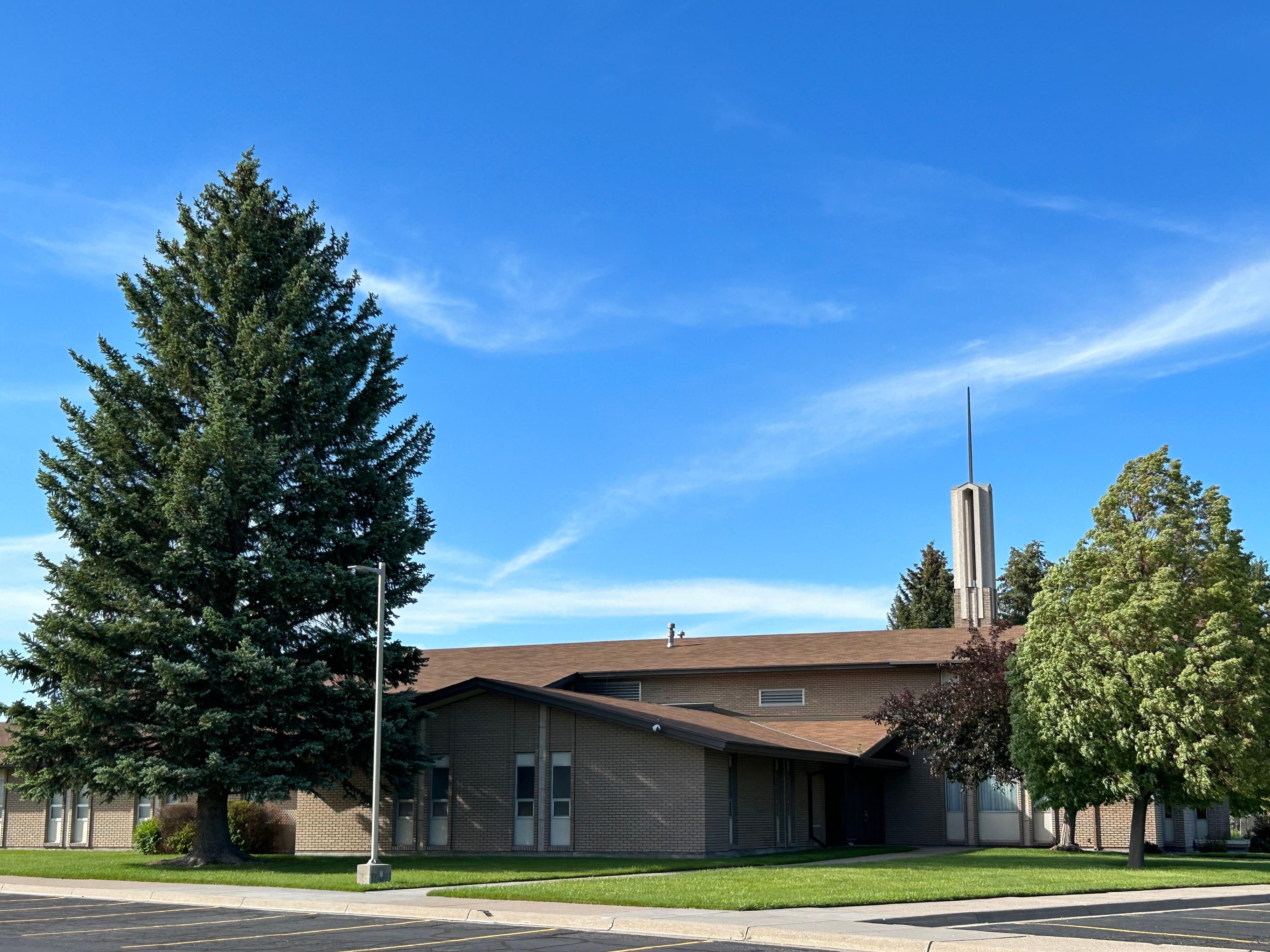 South side of the Fort Hall Building of The Church of Jesus Christ of Latter-Day Saints located at 333 South Treaty Hwy (US 91)
in Pocatello, ID.