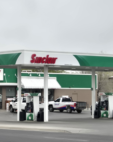 Sinclair gas station fueling island