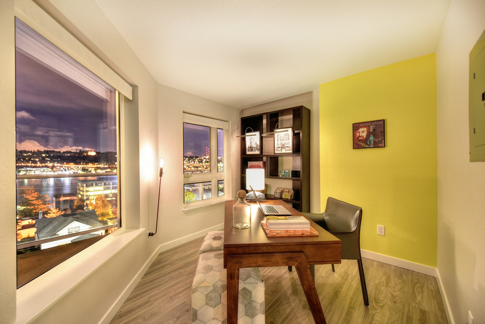 Office Area with View of Night Sky