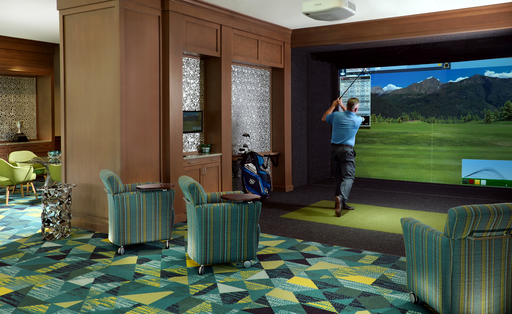 Vi at Bentley Village golf simulation.