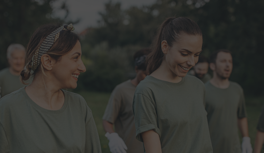 Several people volunteering together.