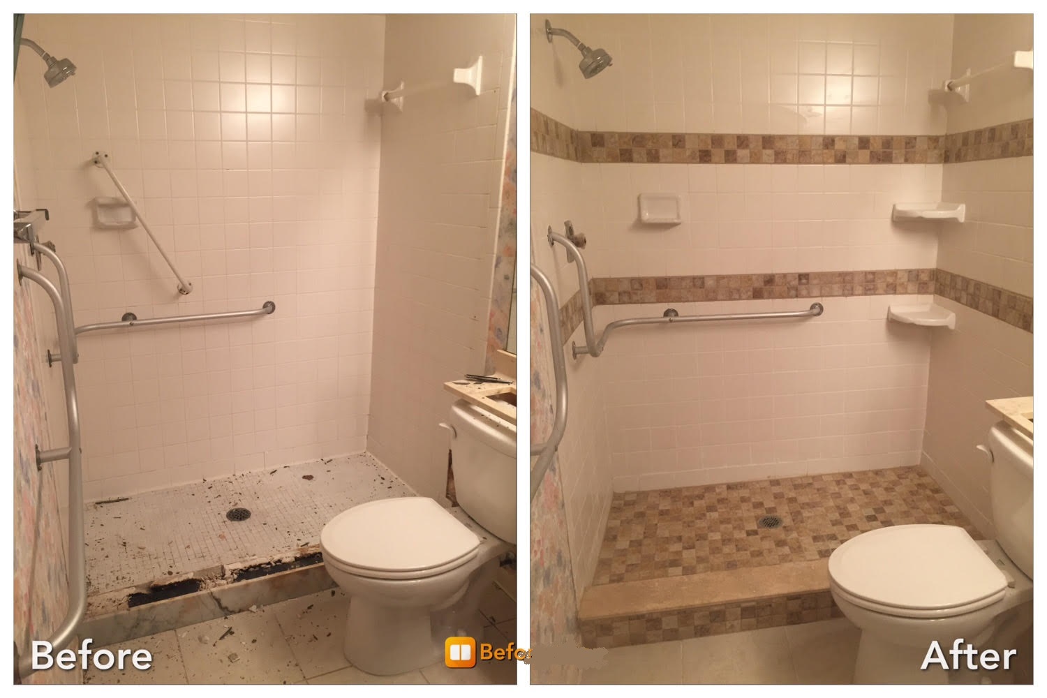 This shower received a face lift!  What an improvement! The Grout Doctor - Fort Mills/Greater Charlotte Area Rock Hill (803)353-4333