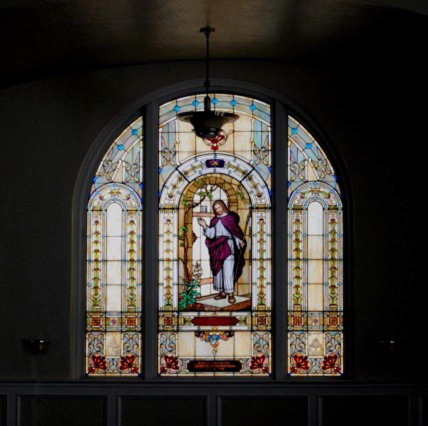Stained glass window in chapel