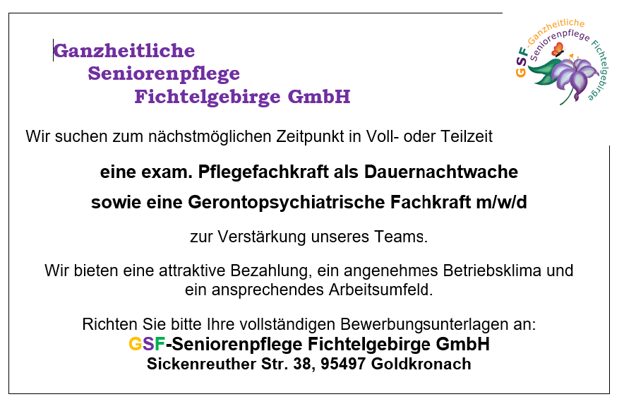 Bilder GSF Ganzheitliche Seniorenpflege Fichtelgebirge GmbH