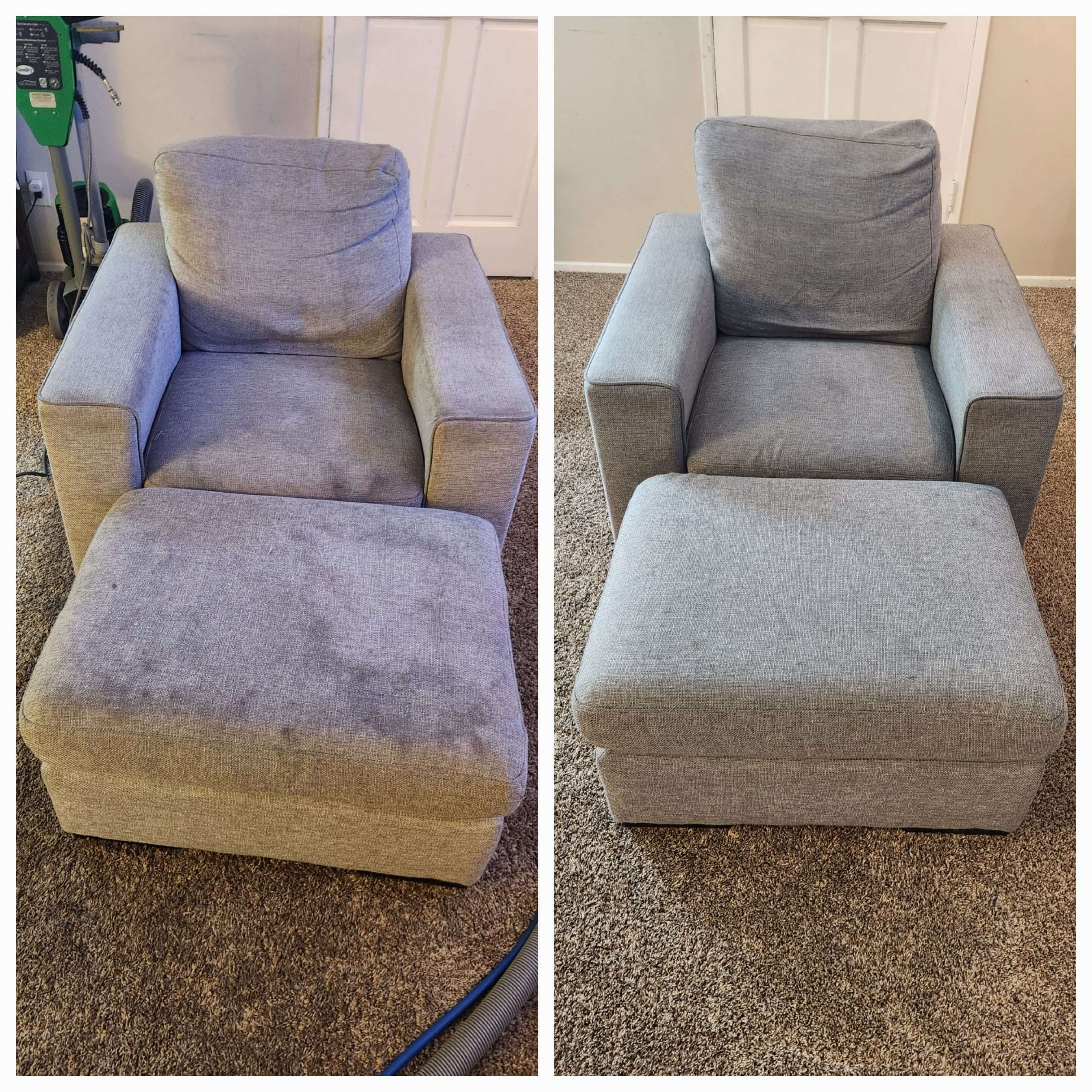 Before and after upholstery cleaning  in Orange County