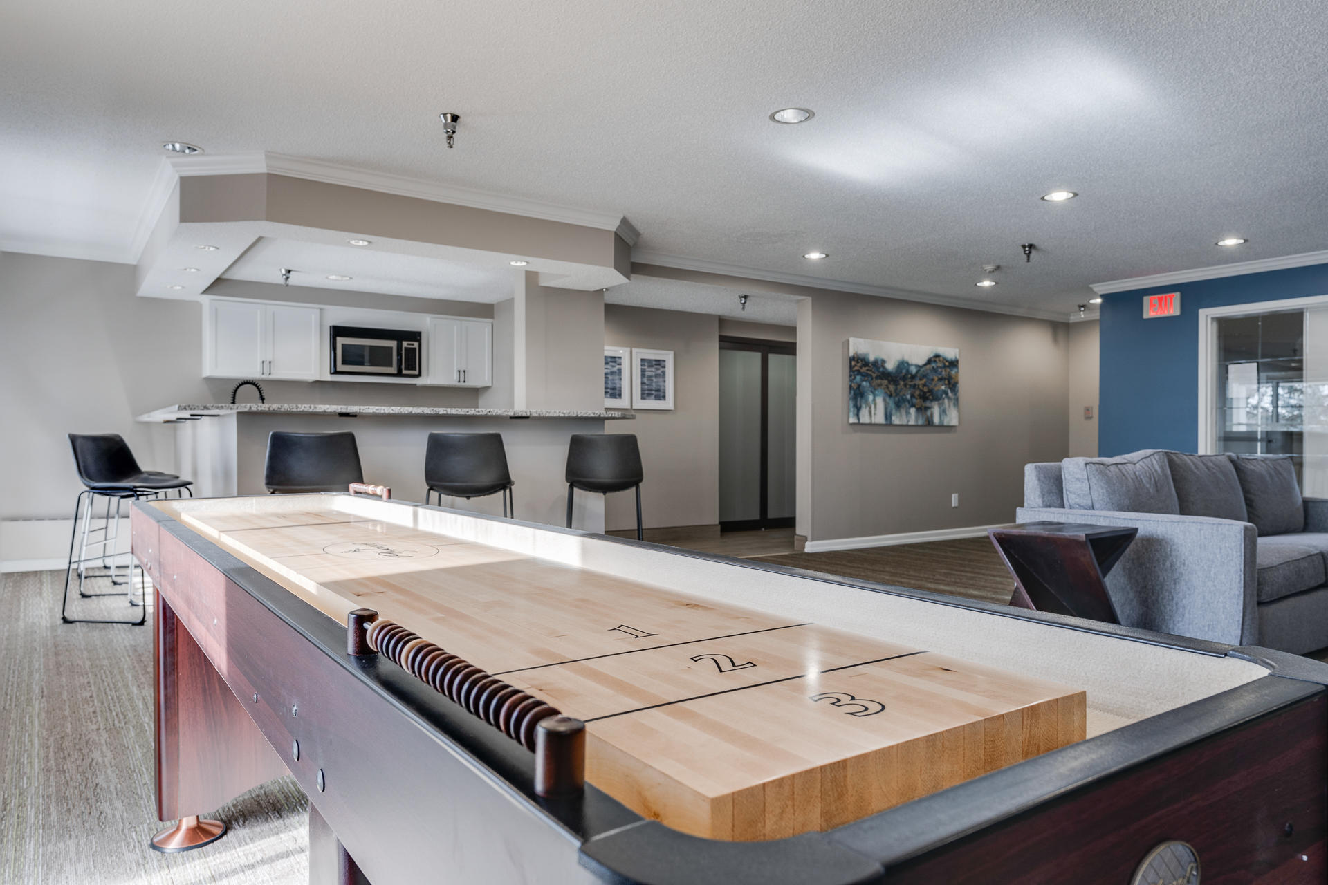 Shuffleboard Table & Clubhouse Kitchen