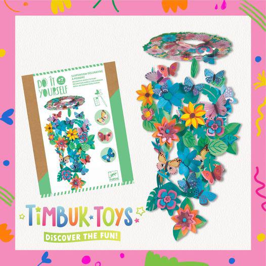Keep the fresh air and new bloom feeling of spring all year long with a DIY mobile bouquet. Creative kids can paint, assemble, and enjoy the soothing flutter of 3D butterflies and flowers!